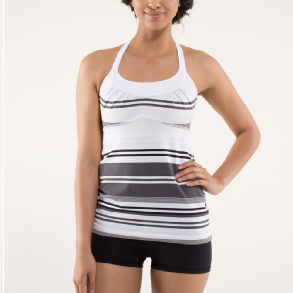 Lululemon Scoop Me Up Tank II in Groovy Stripe Nimbus and Black